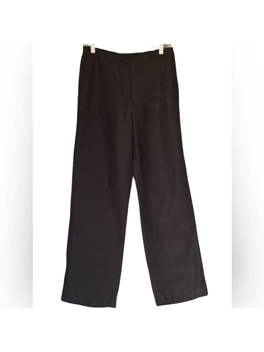 Eileen Fisher Brown Wide-Leg Trousers, 63% Lyocell, Linen Blend XS
